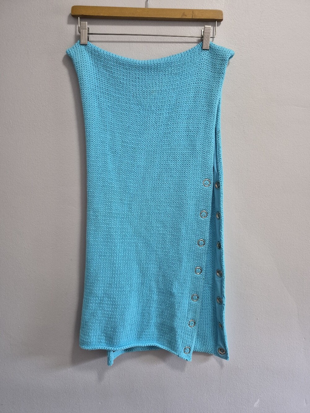 Pure Handknit 100% Cotton Knit Scarf Shawl With Snaps